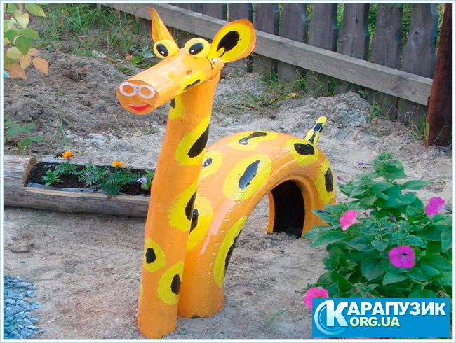 Жираф из старых шин